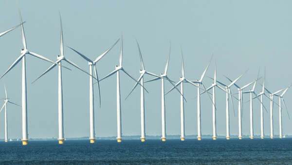 Offshore wind farm in the sea