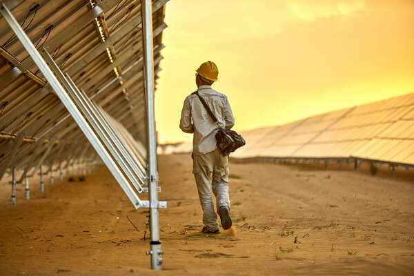 In the solar photovoltaic inspection engineers back