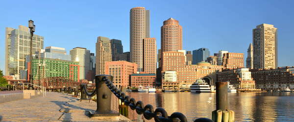 Boston Harbor and Financial District's skyline, Boston, MA, USA - Image