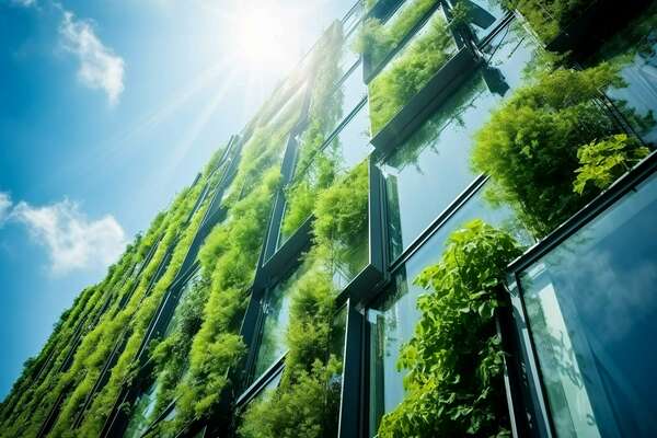 glass building with vegetation